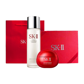 【保税仓美妆】 SK-II经典入门明星两件套 SKII神仙水230ml+SKII大红瓶面霜80g（第九代）送礼盒礼袋 义乌保税仓直发