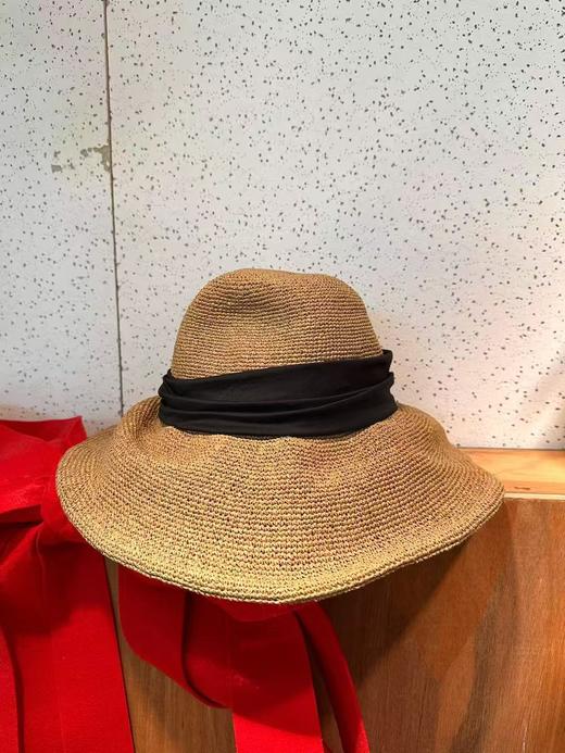 蝴蝶结饰编织遮阳帽zh 商品图0