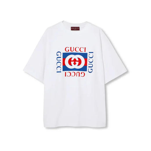 GUCCI 古驰 男士字母徽标印花针织棉质圆领短袖T恤 白色 784361 XJGKA 9074 商品图0