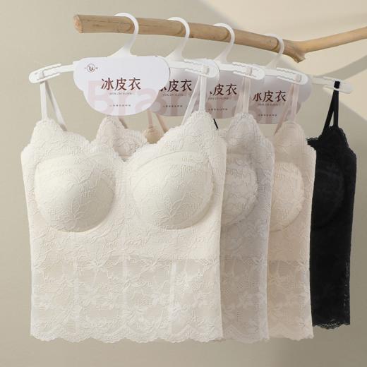 舒适升级！可外穿【自带bra法式蕾丝冰皮美背】无钢圈水滴杯型设计  软糯蕾丝亲肤不扎肉 固定杯罩不跑杯  罩杯一体设计一衣多穿  后背一整片凉皮面料 如同人体第二层肌肤般隐形 商品图2