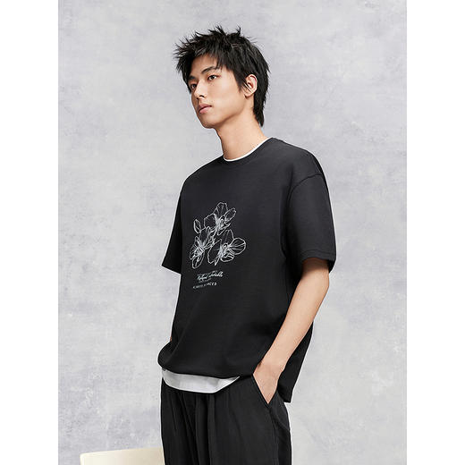 GXG男装 圆领T恤图案印花上衣短袖针织 2025年夏季热卖 商品图2