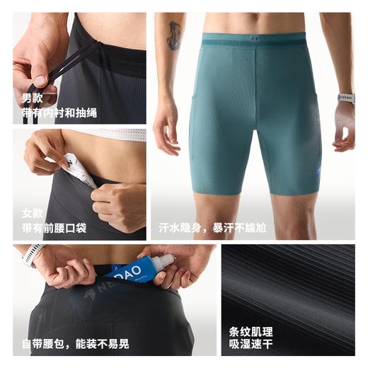 26新品内道汗隐痕条纹四分紧身短裤男女跑步运动春夏新四分半弹短裤 商品图2