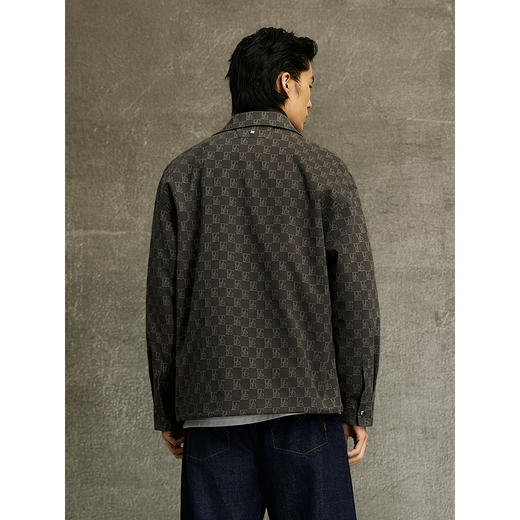 GXG男装 橄榄绿暗纹提花简约通勤教练夹克   春季热卖G25X211013 商品图3