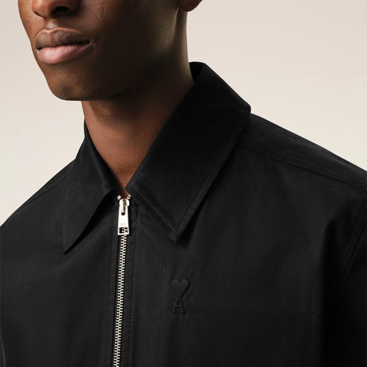 AMI PARIS 男士心形徽标刺绣棉质斜纹布拉链外套 黑色 HJK884 CO0132 001 商品图3