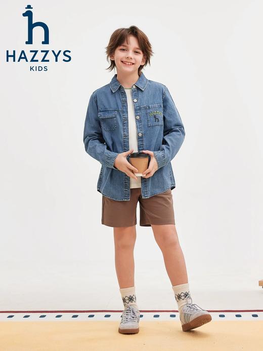 二店y 品牌尾料 帅气男童春季薄款软牛仔衬衫 商品图2