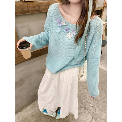 <曾小咸推荐>3.6现货秒杀 ！微信超特价！韩系立体花朵针织衫 日常189.99 立减100 秒杀89.99！！ 商品图3