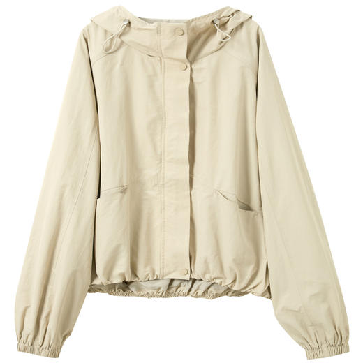 三彩2026春季新款休闲连帽拉链外套宽松廓形开衫简约复古M 商品图4