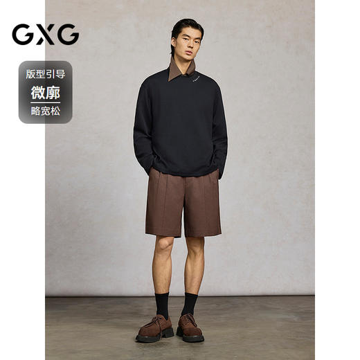 GXG男装  黑色领口刺绣长袖T恤日常通勤内搭舒适好穿  春季热卖G25X341004 商品图1