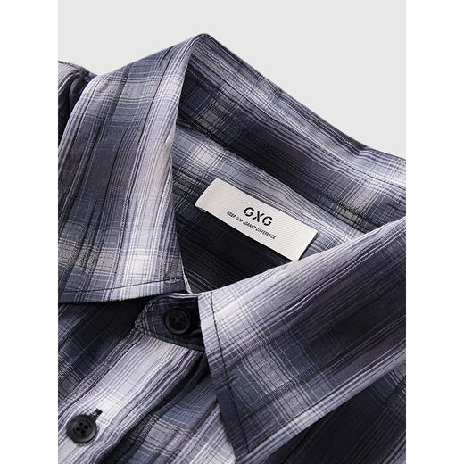 GXG男装 格纹设计字母刺绣时尚通勤宽松长袖衬衫2025年春季热卖 商品图2