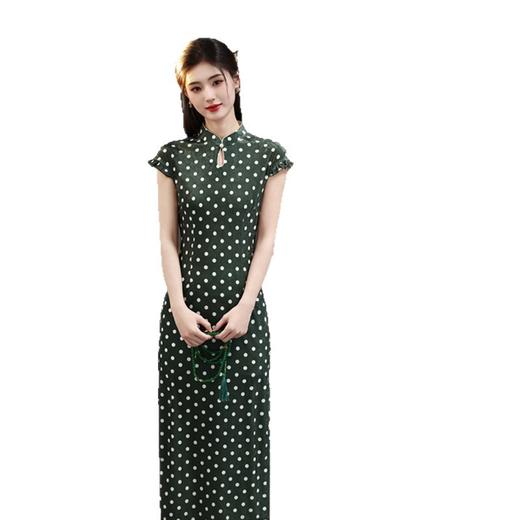 现代改良新中式丝绒长款掐腰旗袍2026春夏新款年轻少女款日常可穿旗袍GX-211141 商品图4