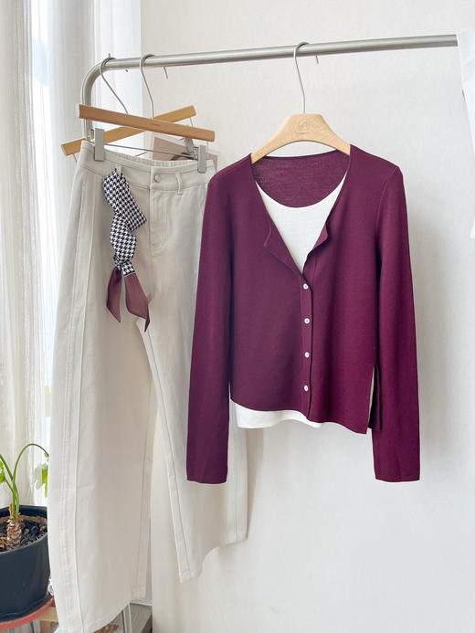 【纸片人】噢蜜ooomeooo假两件精纺羊毛🦙薄开衫 商品图9