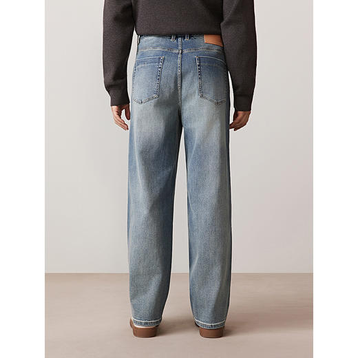 GXG男装 重磅竹节纹理做旧水洗猫须直筒牛仔长裤  2025秋季热卖 商品图3