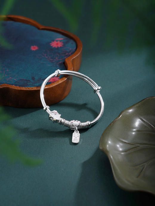 子佩集【喜乐萌猫】银S999童镯【WT000383】儿童KT粉猫2602 商品图6