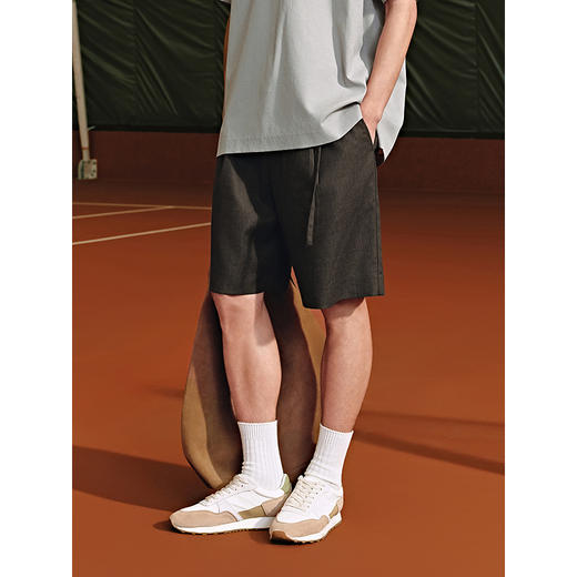 GXG男装 咖色斯文通勤短裤简约男士休闲裤25年夏季热卖G25X222032 商品图3