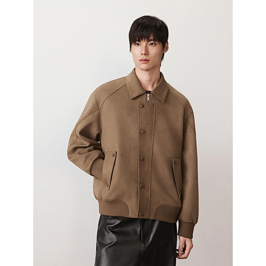 GXG男装 斜纹仿麂皮翻领夹克外套廓形不规则上衣  2025秋季热卖 商品图2