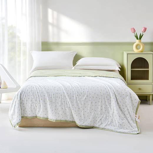 【脱脂棉花夏薄被】/空调被 【会员专享】多喜爱 晚风花信棉花夏薄被芯/空调被（慕斯粉/品月蓝）【花边&出芽】【100%新疆棉】【升级脱脂棉】【提花面料】【A类抑菌】多层铺垫超柔水洗 商品图6