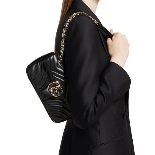 GUCCI 古驰 女士 GG Marmont系列 小号单肩背包 黑色 837280 AAE38 1000 商品图7