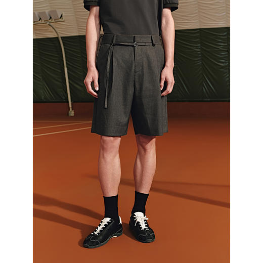 GXG男装 咖色斯文通勤短裤简约男士休闲裤25年夏季热卖G25X222032 商品图2