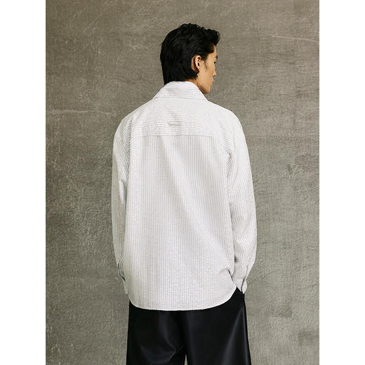 GXG男装 字母条纹提花简约休闲长袖衬衫 25年春季热卖G25X031027 商品图4