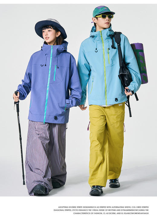 【多妈团购 伯希和同款 春款情侣冲锋衣外套】上身巨好看的三防软壳冲锋衣！荷叶般防水效果，防风防油污，无惧风雨，透湿率高，远离闷热感，轻松穿出高级感-拟盛 商品图9