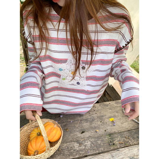 <曾小咸推荐>3.7现货秒杀 ！微信超特价！韩系插肩袖条纹长袖 日常159.99 立减80 秒杀79.99！！ 商品图1