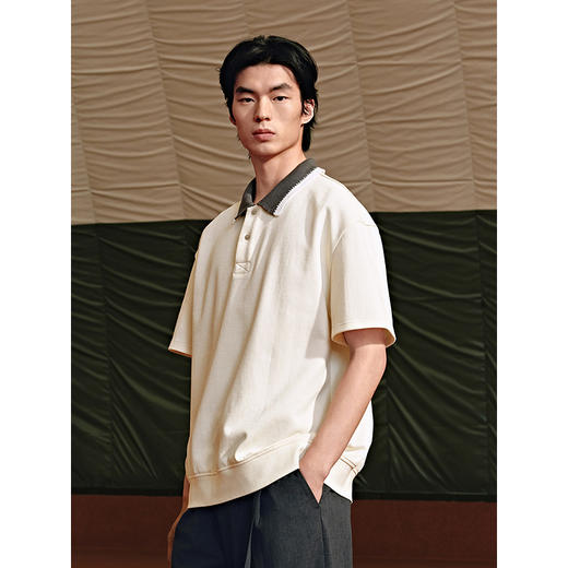 GXG男装 领口钩花廓形宽松polo衫男士休闲上衣短袖 25夏热卖 商品图4