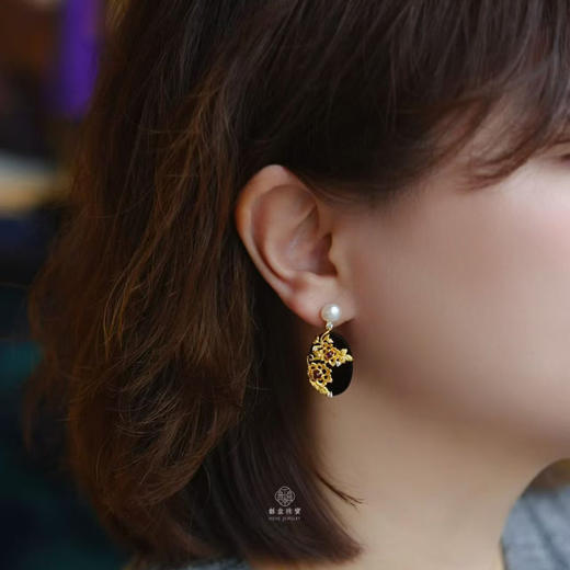 龢盒原创 墨上花开银镶繁花耳坠 商品图4