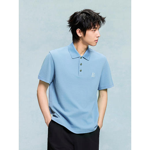 GXG男装 立体宽松通勤polo衫男士上衣简约翻领短袖 25夏热卖 商品图4