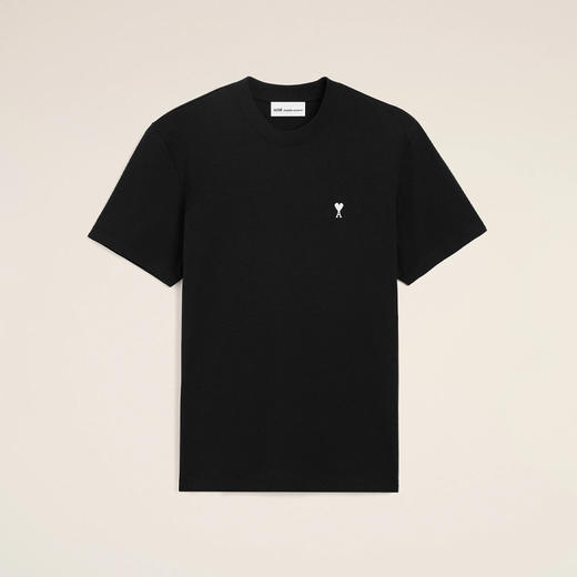 AMI PARIS 男士心形徽标刺绣棉质圆领短袖T恤 黑色 HTS346 724 045 商品图0