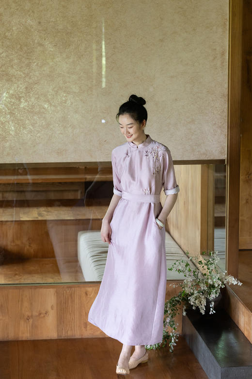 牧衣游原创 22姆米重磅重工手绣桑蚕丝旗袍东方新中式长裙 番喜 商品图5