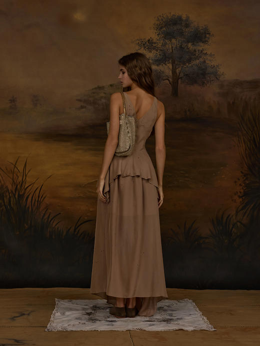 Mutedance 26SS 灰玫瑰色真丝植物染半裙 商品图1