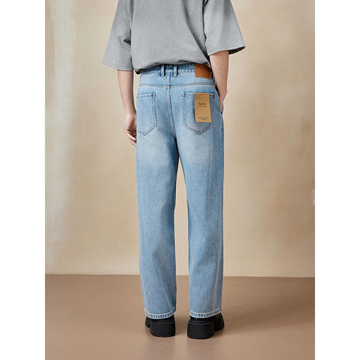 GXG男装 宽松直筒醋酸牛仔裤水洗休闲裤弹力长裤子 2025夏季热卖 商品图4