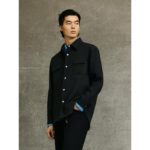 GXG男装 本白色肌理提花口袋设计翻领夹克25年春热卖 G25X211007 商品图3