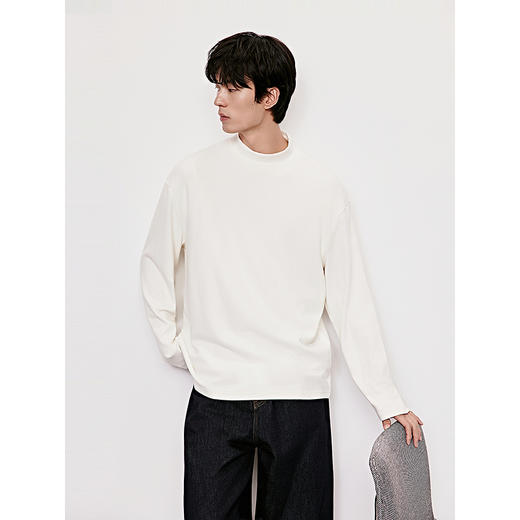 GXG男装  双色可选半高领长袖T恤纯色简约长袖打底 冬季热卖 商品图3