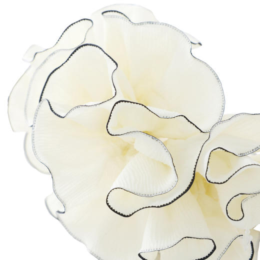 三彩2026新款米白撞色荷叶边花苞发圈高弹欧根纱氛围感通勤约会女 商品图4