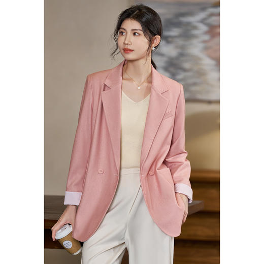 剩S/L/XL/XXL 米思阳春季新品时尚休闲粉色西装减龄高级感外套5M24CW4017 商品图2