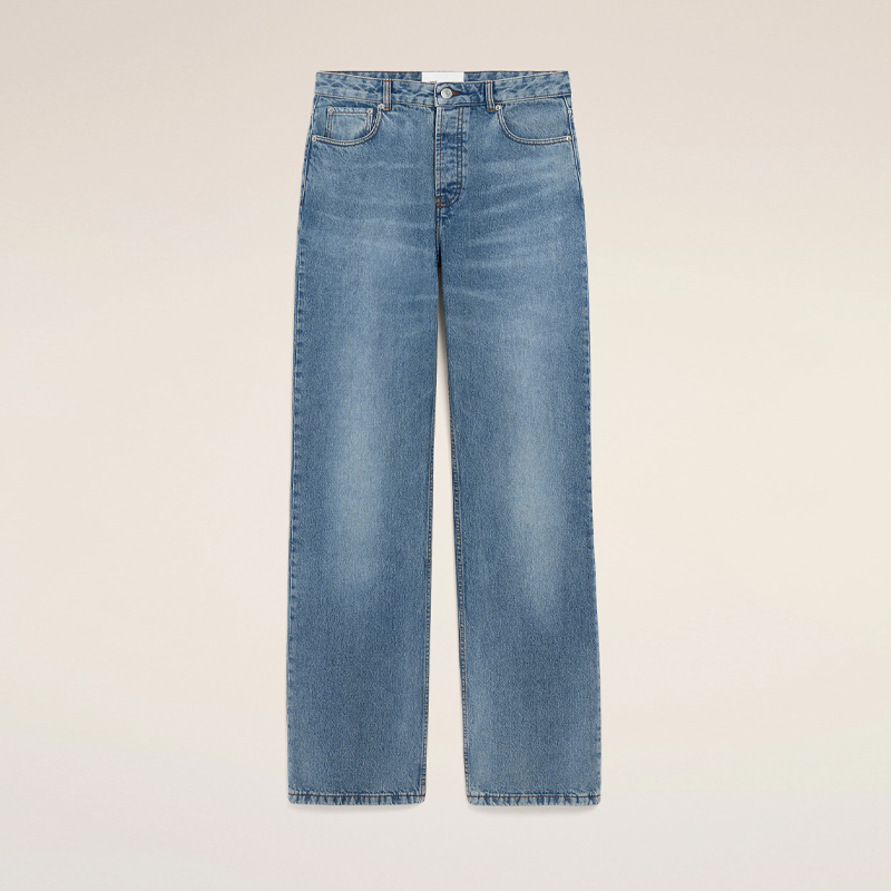 AMI PARIS 男士字母徽标贴片休闲牛仔裤 蓝色 HTR450 DE0046 480