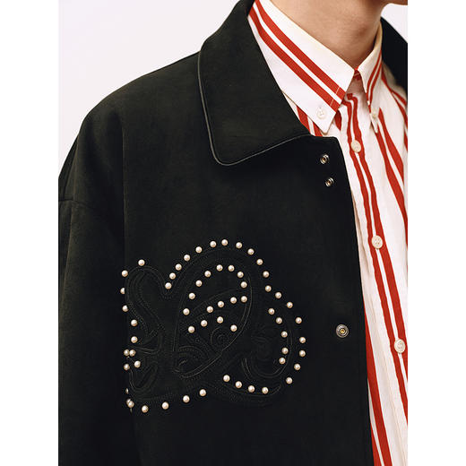 GXG男装 仿麂皮经典时尚贴布绣翻领宽松夹克25春热卖G25X211028 商品图4