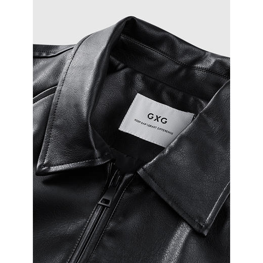 GXG男装 质感PU后背印花廓形茄克潮流通勤夹克外套 2025春季热卖 商品图2