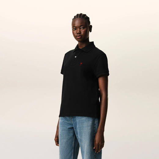 【三】AMI PARIS 中性心性徽标刺绣棉质短袖polo衫 黑色 BFUPL001 760 001 商品图2