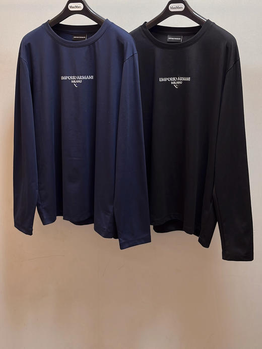 33-3 渠道圆正 ea春夏秋基础款 撞色字母 丝光棉 圆领长袖T恤 内搭外穿 老朱穿L 商品图0