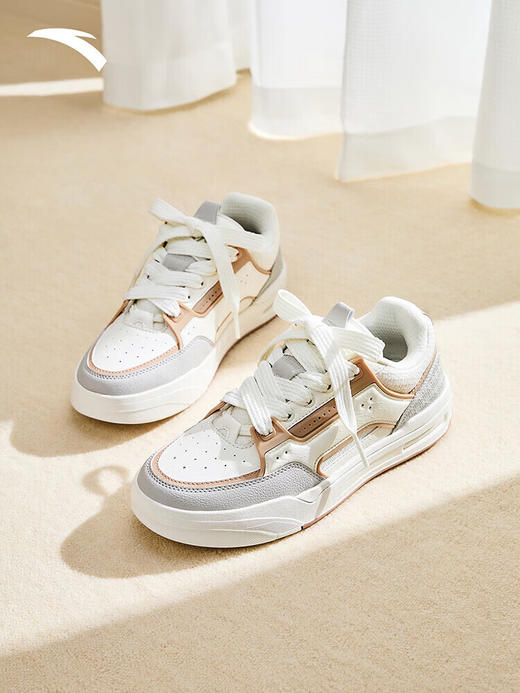 安踏（ANTA）骜杰 4丨【王一博同款】经典百搭复古潮流运动鞋女板鞋象牙白/燕麦奶棕/一度灰122618043 -2 商品图7