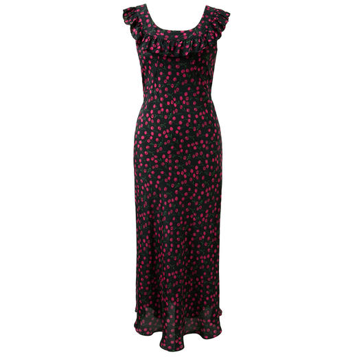 三彩2026春季新款荷叶边碎花连衣裙A字裙收腰长裙气质浪漫法式S 商品图4