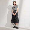 三彩2026春季新款百褶裙高腰半身裙长款伞裙A字裙格雷系M 商品缩略图2