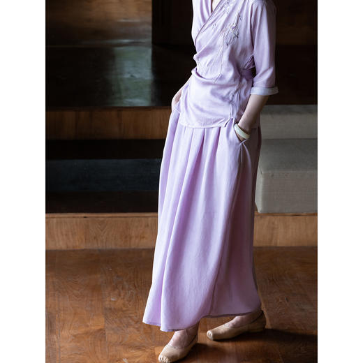 牧衣游原创20姆米重磅桑蚕丝半身裙宽松垂感百搭松紧腰半裙 绮光 商品图2