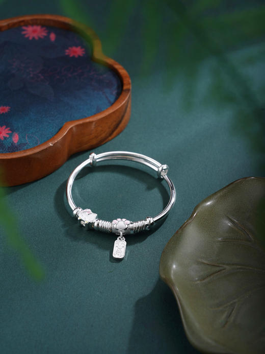 子佩集【喜乐萌猫】银S999童镯【WT000383】儿童KT粉猫2602 商品图4