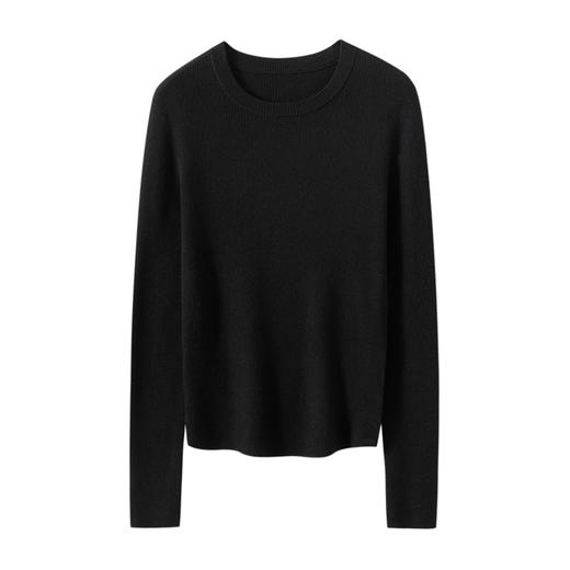 鄂家同款~无缝120S精纺德国扬子纱圆领抽条打底衫女 商品图2