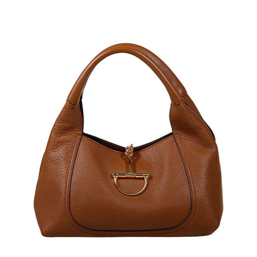 GUCCI 古驰 女士 Softbit 粒面皮革手提包 棕色 858297 AAEAO 2718 商品图0