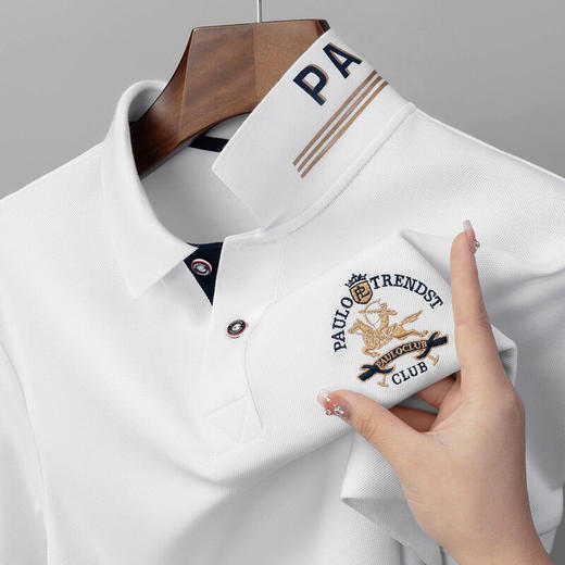 夏丝光双面珠地短袖男士polo衫商务休闲刺绣纯色翻领男POLO  PSL-PSL8516 商品图1