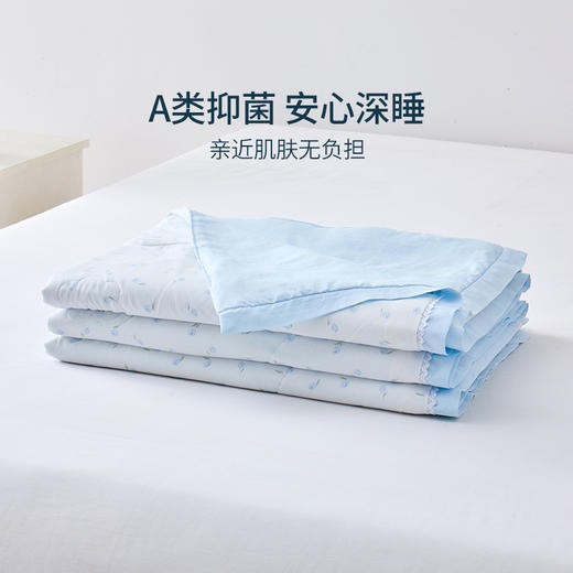 【脱脂棉花夏薄被】/空调被 【会员专享】多喜爱 晚风花信棉花夏薄被芯/空调被（慕斯粉/品月蓝）【花边&出芽】【100%新疆棉】【升级脱脂棉】【提花面料】【A类抑菌】多层铺垫超柔水洗 商品图2